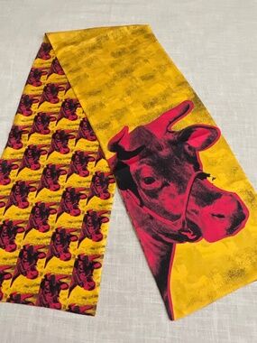 NWOT Andy Warhol X Pepe Jeans “COW”2008 Collector Rare Silk Scarf 13”x70”